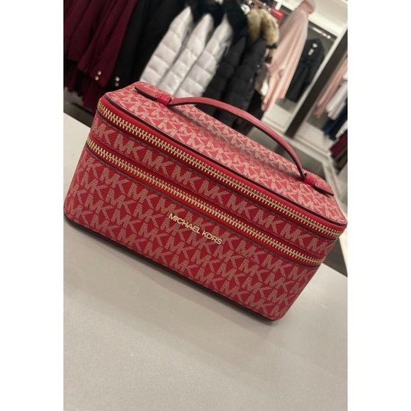 Michael Kors Jet Set Double Zipper Travel Case Chili Multi - Picture 1 of 11